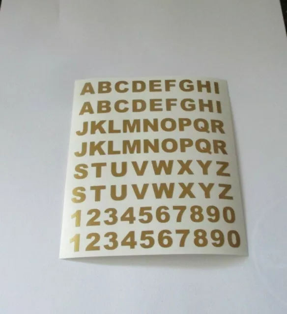 52 Buchstaben und 20 Klebe Zahlen 6 mm Hoch  Aufkleber Gold NEU