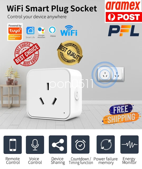Vifi Socket TUYA ZIGBEE WIFI 16A Smart Socket AU Plug Voice Control for Alexa ...