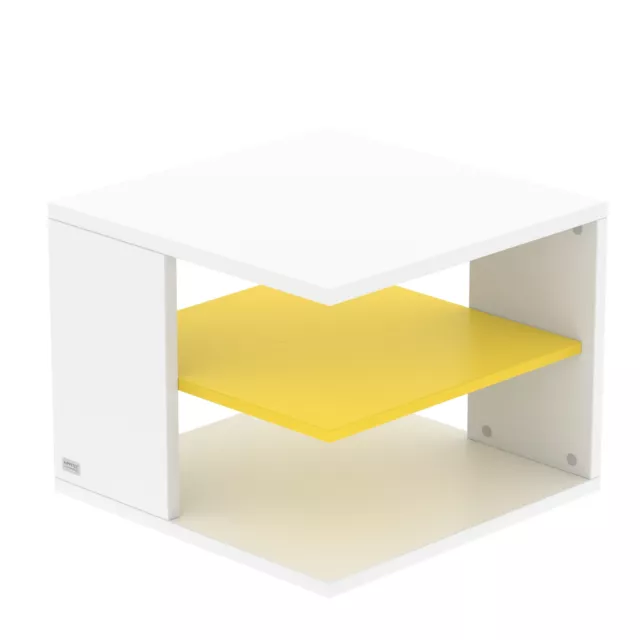 Mesa Auxiliar Neo Blanco Madera Mesita Baja Sofá Moderno Akzentfarbe Amarillo