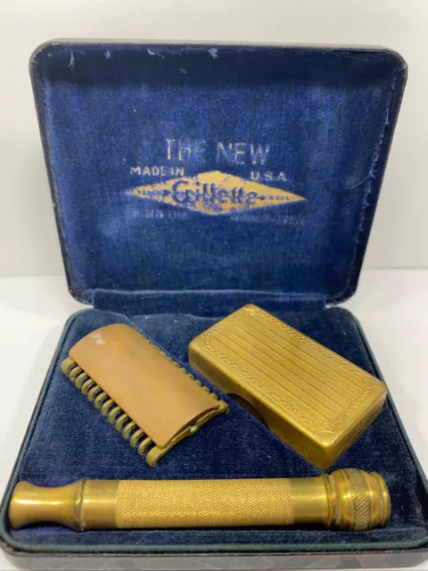 Antique Gillette 1930s NEW STANDARD Ball End Long Comb Safety Razor