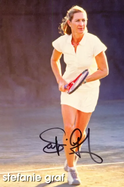 Steffi Graf signiert 6x4 Fotokarte Wimbledon Tennis Autogramm Erinnerungsstücke + COA