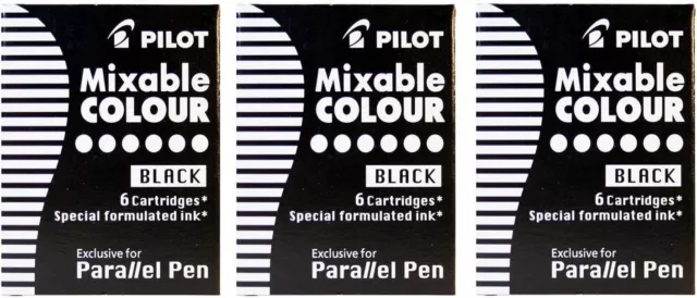 3 Boxes of 6 Pilot Parallel Calligraphy Pen Cartridge Ink Refills Handwriting