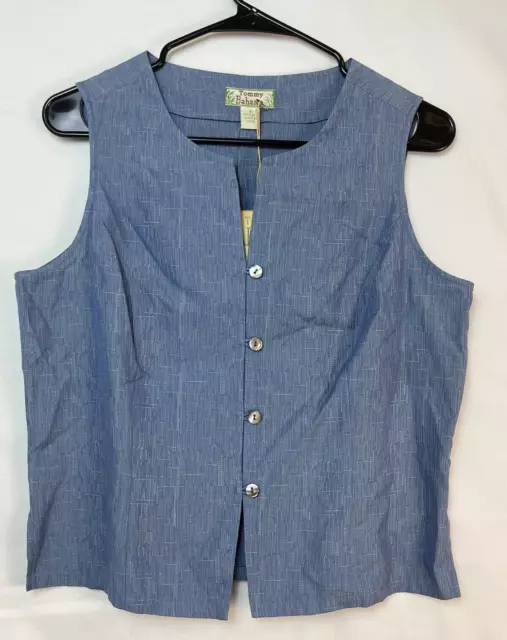 NWT Tommy Bahama Women's Size Small 100% Silk Iridescent Mirage Blue Vest