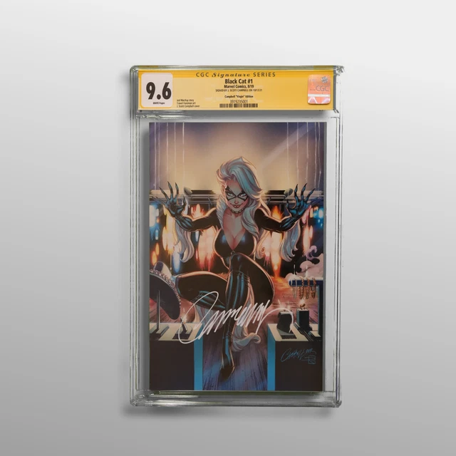 Black Cat #1K. J. Scott Campbell Virgin Variant. 1:500. Signature Series CGC 9.6
