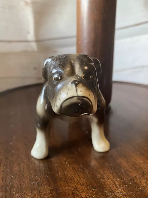 Vintage Robert Simmons "Sarge" English Bulldog Ceramic Figurine And Friend