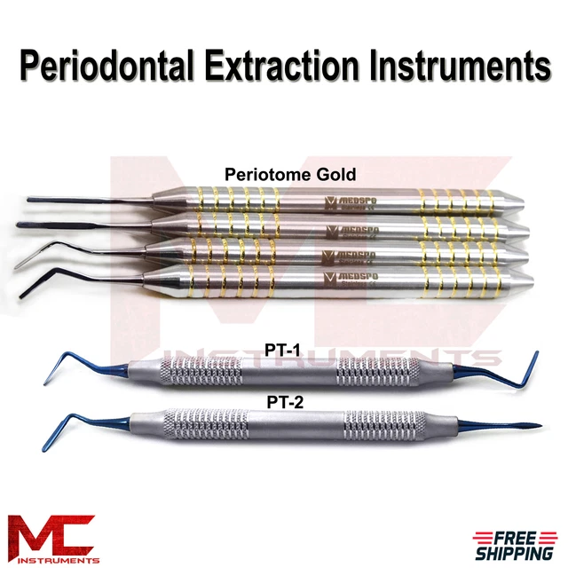 Kit De 5 Periotomes Dentaires PDL - Neuf, Pour Dentistes Ou étudiants En Dentisterie