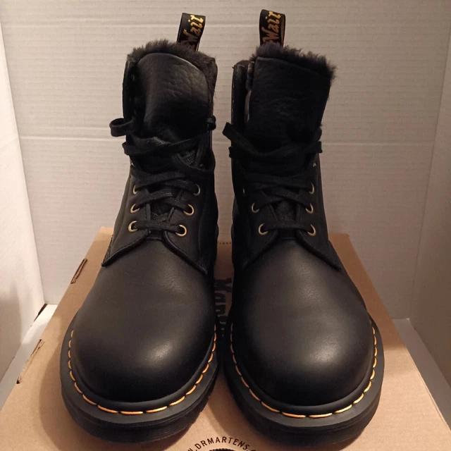 Dr Martens Men's Size 10 Ambassador 1460 Pascal FL Black Faux Fur Combat Boots