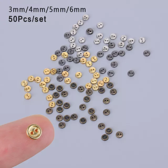 50pcs/lot Handmade DIY Doll Clothes Mini Metal Buttons Round Buttons