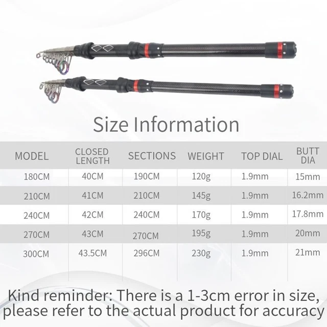 Canne A Peche Fibre De Carbone Télescopique Pole Pole À Main Carpe