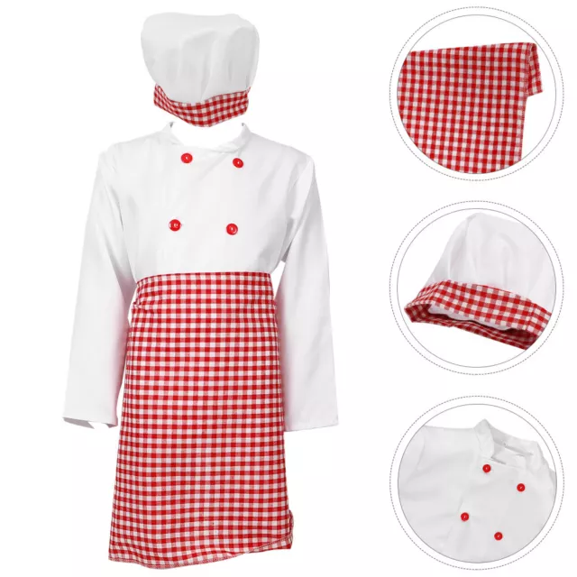 1 Set Kids Chef Children Cooking Coat Chef Hat Apron Chef Role