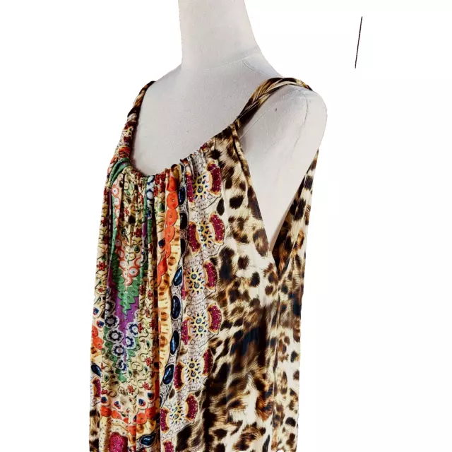 Airllywood Womens Dress FREE SIZE Multicolour  Bright and Leopard Silk Maxi 3