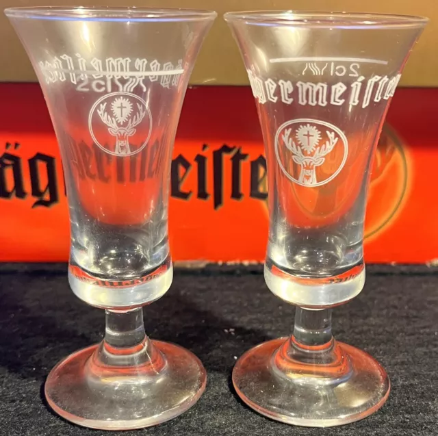Jagermeister Tulip Footed Stemmed 3.75" Tall Shot Glass (1) Stag Logo 2 Cl