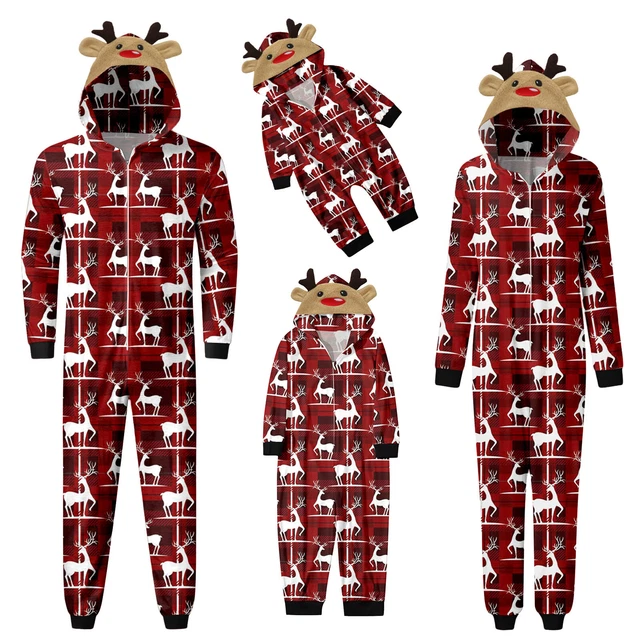 Männer Papa Frohe Weihnachten Sets Bedruckter Kapuzen-Reißverschluss-Jumpsuit