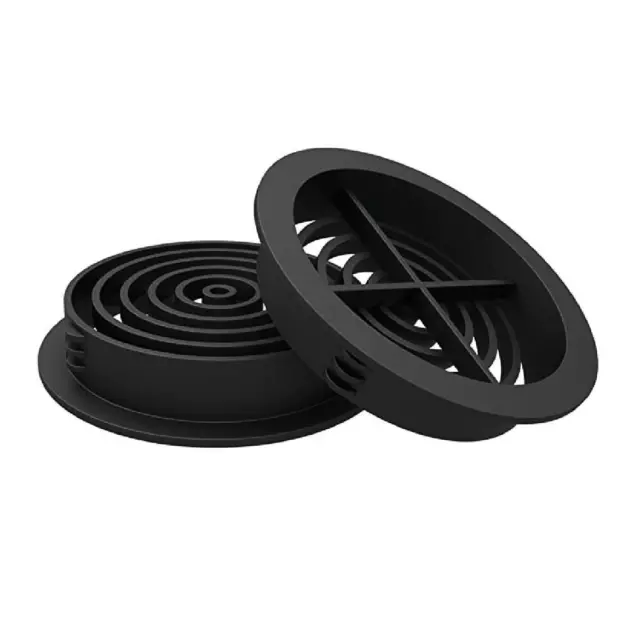 4 x Schwarz Kunststoff 70 mm Runde Unterlage Lüftungsschlitze/Einsteck Dachscheiben