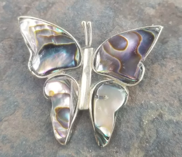 Butterfly Pacific Colorful Abalone Pin/Brooch Fair Trade Hand Made in Mexico