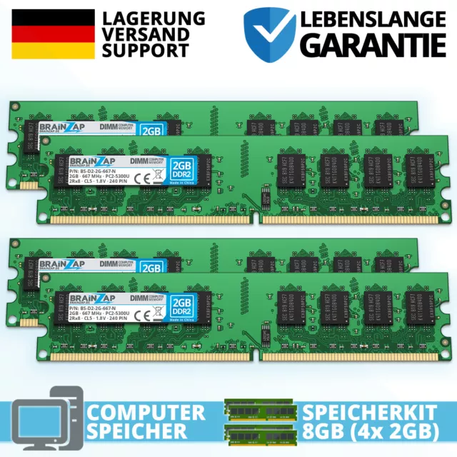 8GB DDR2 RAM DIMM PC2-5300U-555-12-E3 2Rx8 667 MHz 1.8V PC Computer CL5 (4x 2GB)