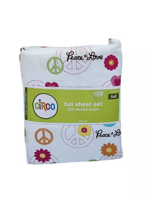 Circo Peace Girl Full Sheet Set Cotton Polyester Target Kids Hearts Flowers Sign