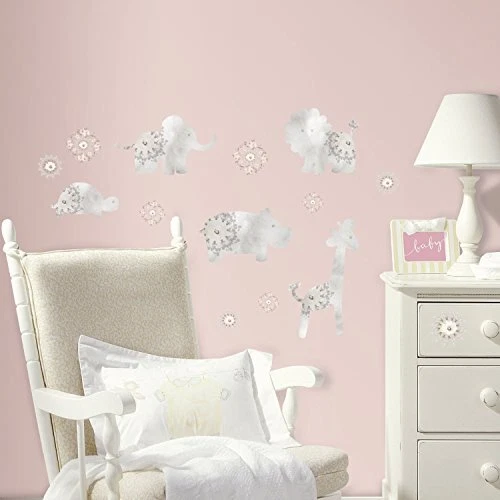 RoomMates RMK3319SCS Kathy Davis Gray Baby Animals Peel And Stick Wall Decals