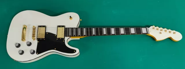 Telecast Style Electric Guitar Creamy Colour Black Plate Humbucking - Rosewood