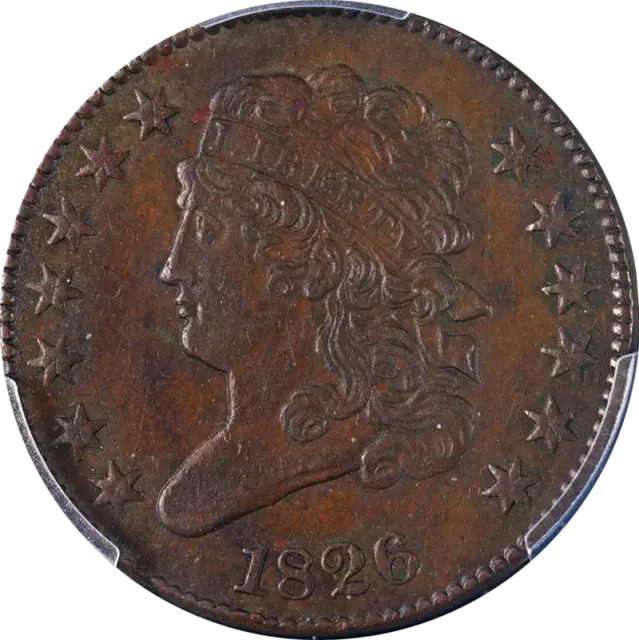 1826 Half Cent PCGS AU55 C-2 R.3 Nice Eye Appeal Nice Strike