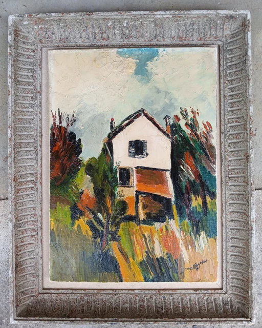 Tableau Huile Originale Signée Peng - 50x50cm - Art Naïf Fantastique