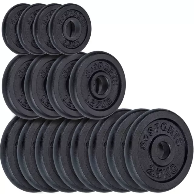 ScSPORTS® 27 kg Hantelscheiben Set Guss 8x 2,5 /4x 1,25 /4x0,5 kg Gewichte 30 mm