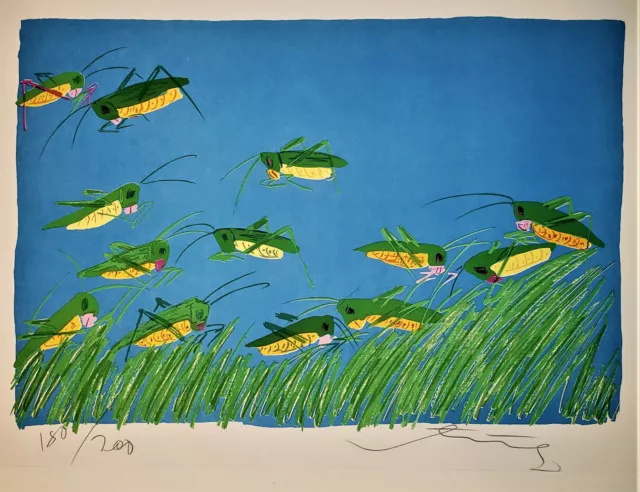 WALASSE TING Lucky Grasshoppers 1981 HAND SIGNED Ltd. Edition Lithog SAM FRANCIS