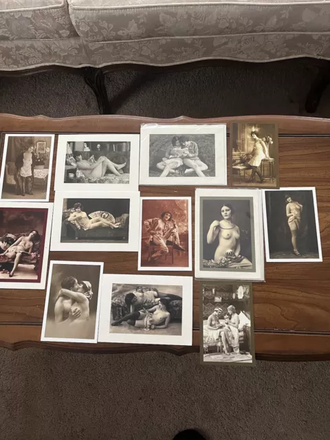 French Postcards Reproductions Vintage Nude Reprints Lot Of 12