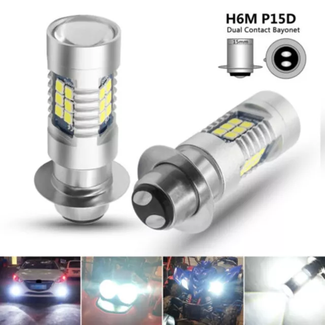 2pcs Blanc P15D H6M 21 SMD LED Ampoules Phare Salut-Lo Faisceau Moto Brouillard