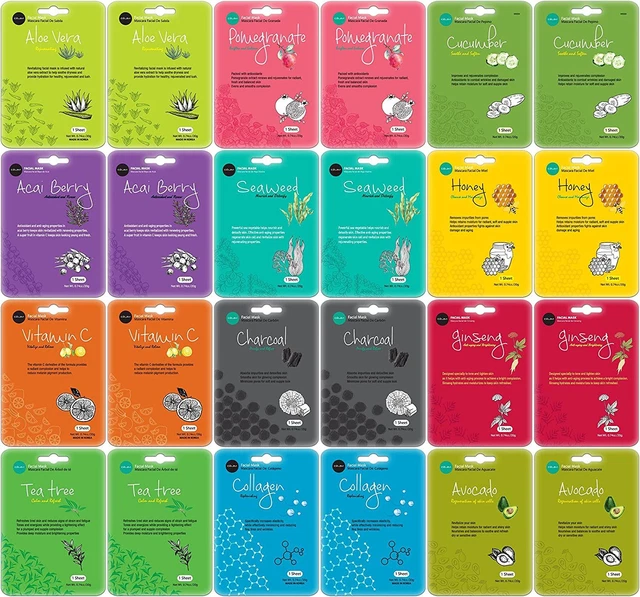 Celavi Collagen Facial Face Mask (24-Sheets) Classic Korean Skincare
