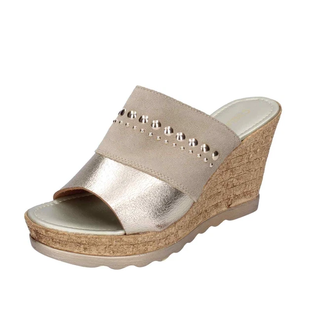 chaussures femme CINZIA SOFT sandales beige daim platine cuir synthetique BD334