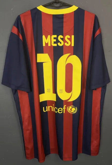 Men's Nike Fc Barcelona 2013/2014 Leo Messi Soccer Football Shirt Jersey Size Xl