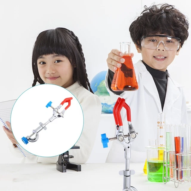 Laboratory 3 Prong Finger Clamp Test Tube Stand Single Adjust Fixture Flask