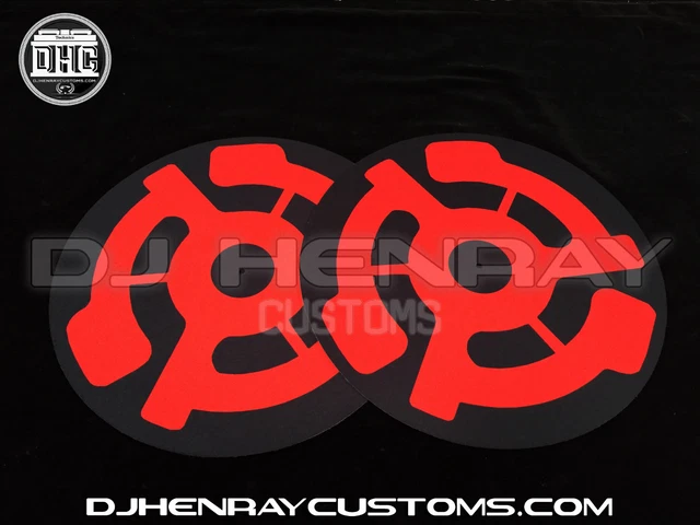 Red 45 adapter Dj Slipmats (pair) sl1200mk2 mk5 m3d m5g Technics / any turntable