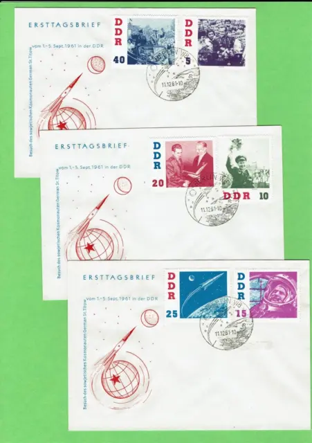FDC DDR 1961 Ersttagsbriefe(3) Besuch sowjet. Kosmonauten G.Titow Mi-Nr. 863-868