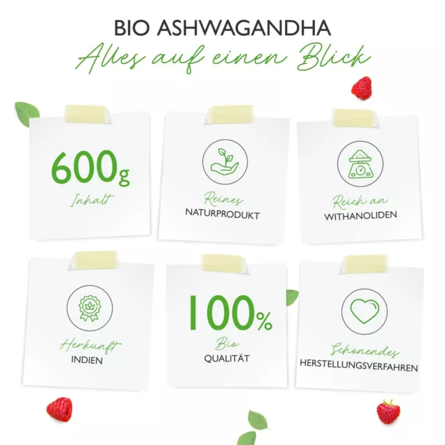 Polvere di radice di ashwagandha biologica - 600 g - 100% regna - Withania Somnifera (vegana) 2