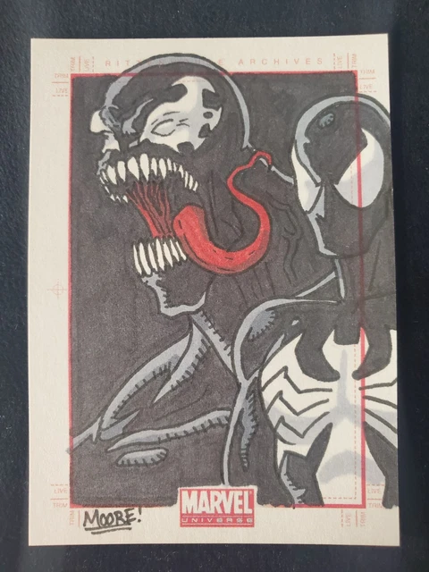 Venom & Black Suit Spider-Man 2011 Marvel Universe Sketch Card by Sean Moore