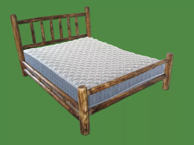 Torched Cedar Log Bed -King - Double Log Side Rail