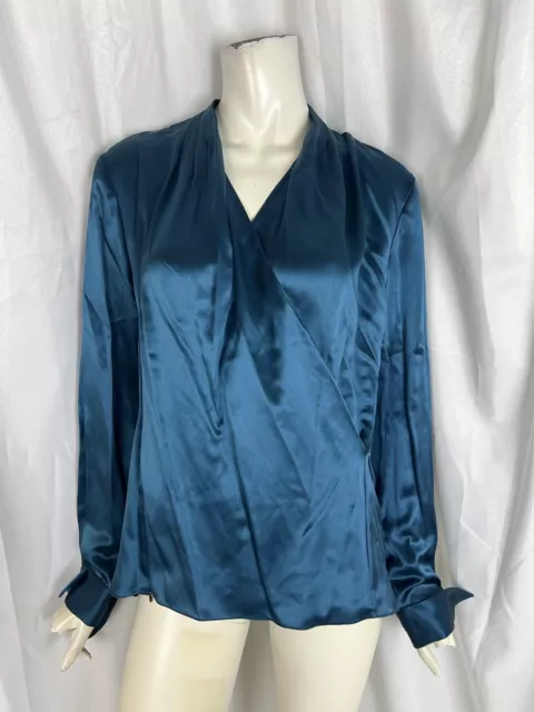 ELIE TAHARI size large shelly blouse long sleeve top size Large New admiral blue