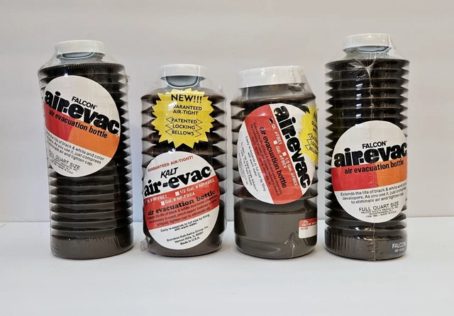 4 nuevas botellas de almacenamiento de evacuación de aire Falcon 1 cuarto de cuarto productos químicos para cuarto oscuro 4 nuevas botellas de almacenamiento de evacuación de aire Falcon 1 cuarto de cuarto productos químicos para cuarto oscuro