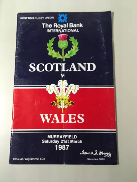 Scottish Rugby Union Programme - Scotland v Wales 21 Mar 1987