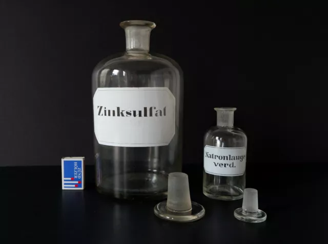 Kleine APOTHEKERFLASCHE Loft Industrie Deko Glasflasche Antik Vintage H: 15 cm