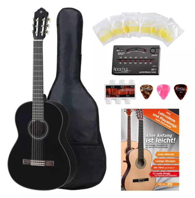Yamaha C40 Konzert Gitarre Klassik Gitarre 4/4 Tasche Zubehör Fichte schwarz