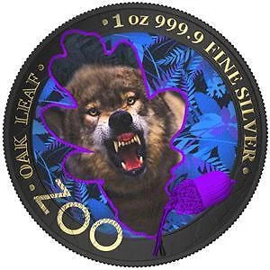 Germania 2019 5 Mark The Oak Leaf - Zoo Series - Wolf - 1 Oz silber Münze
