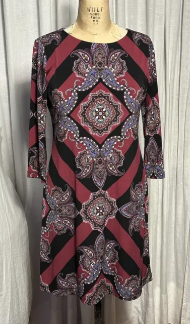 Donna Morgan Womens 3/4Sleeve  fitted Jersey Dress Sz 6 pre-owned