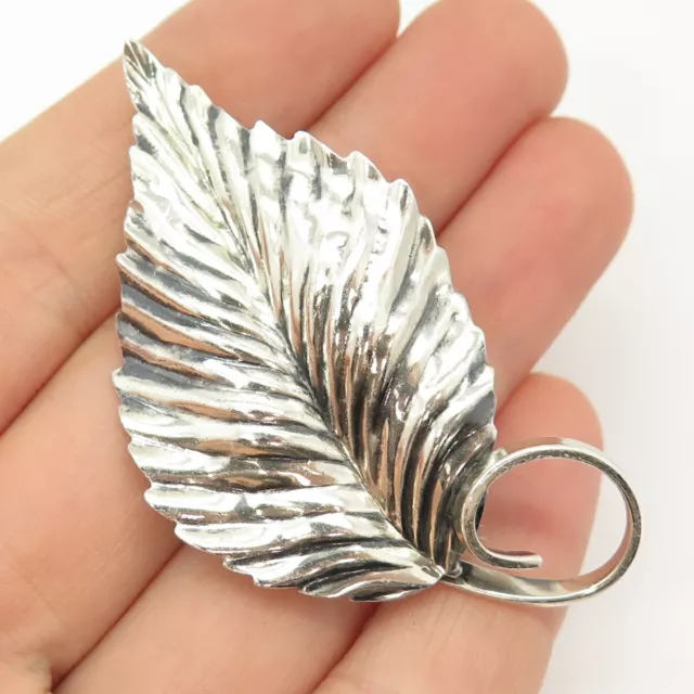 925 Sterling Silver Vintage Jewelart Leaf Design Pin Brooch