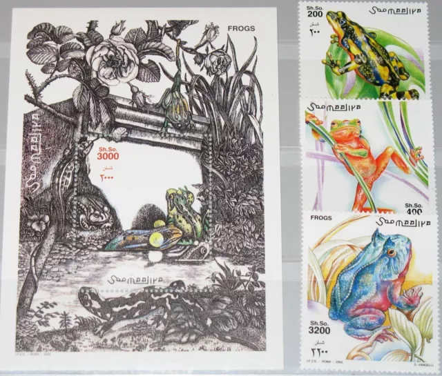 SOMALIA 2002 955-57 Block 93 Froschlurche Batrachian Fauna Frogs Frösche MNH