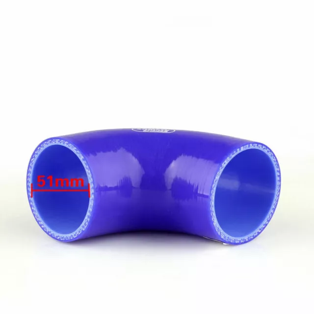 Elbow 90 Degree 90mm 51mm Silicone Tuyau Coupler Intercooler Turbo Intake Blue E