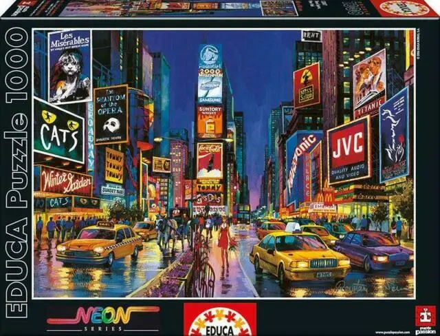 TIMES SQUARE NEW YORK 1000 STÜCK NEON-PUZZLE großes Spielzeug Spiel Erwachsene Familie