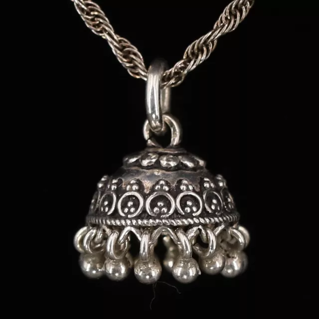 VTG Sterling Silver - INDIA Traditional Jhumka Pendant 20" Necklace - 10g